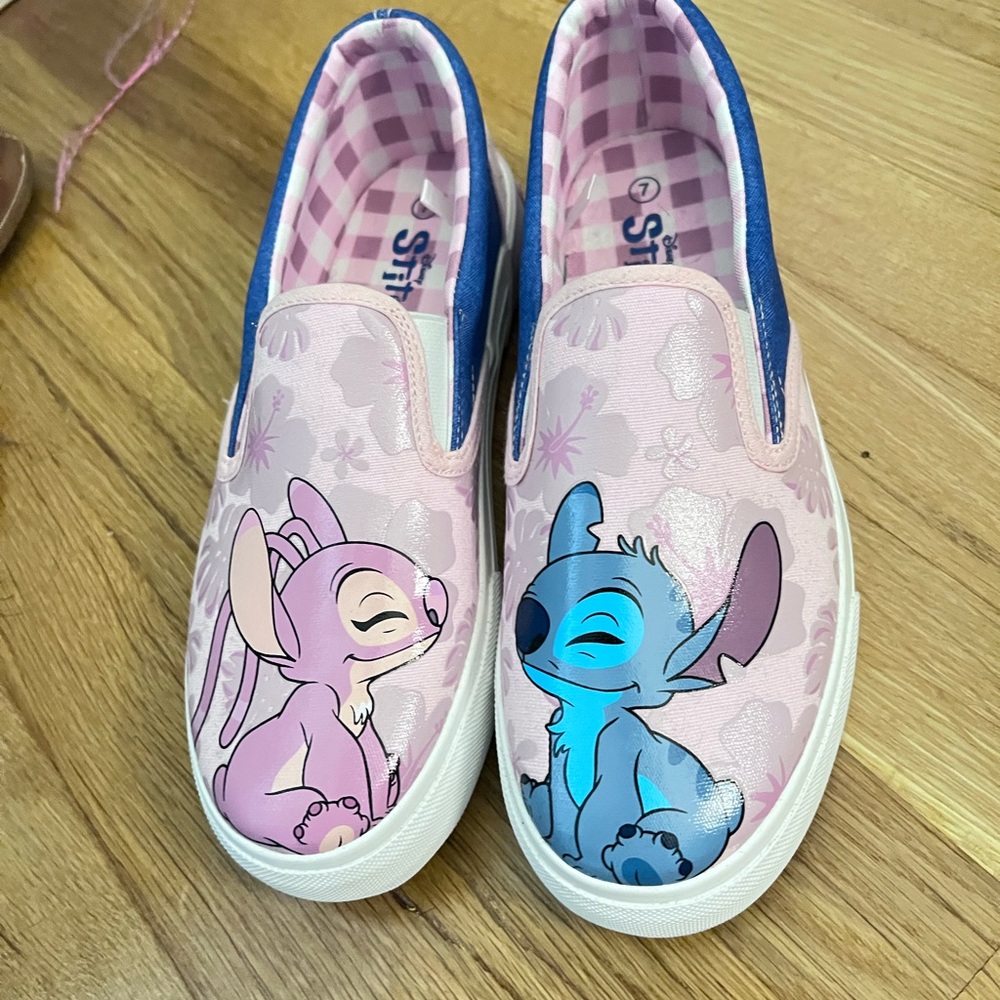 Stitch & Angel Slip-On Shoes - Pink and Blue